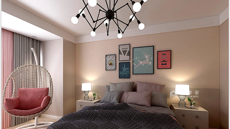 188平大户型现代与北欧结合-卧室效果图及设计说明