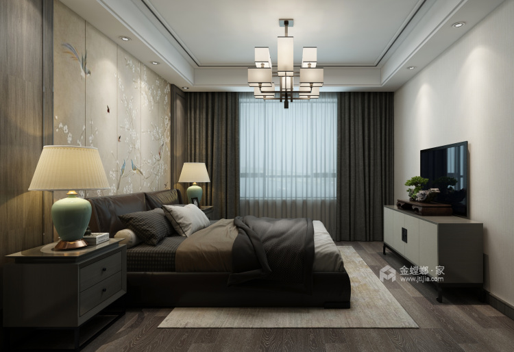 【123平新中式】精致优雅生活-卧室效果图及设计说明