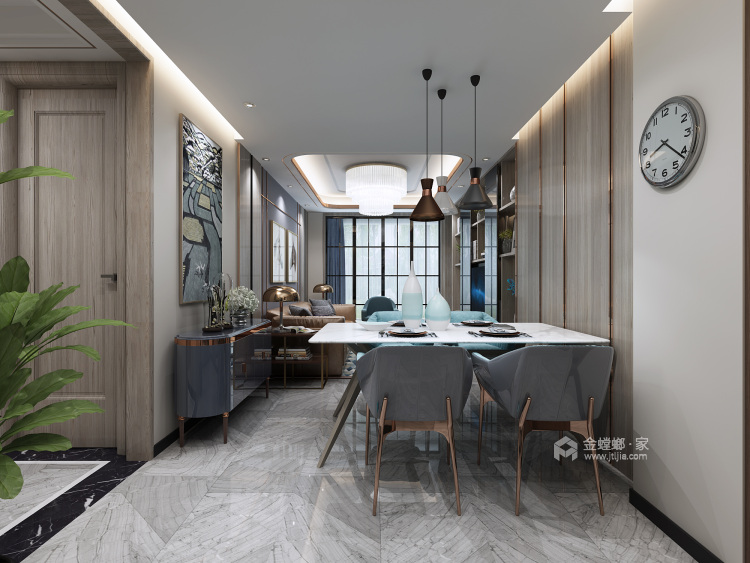 166平中性色典雅现代风-餐厅效果图及设计说明