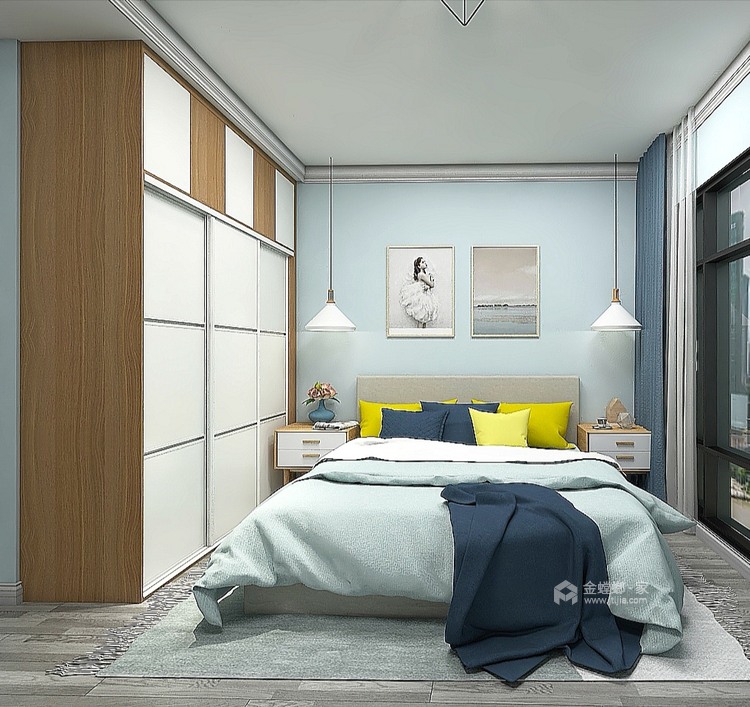 110平简约舒适系北欧风-卧室效果图及设计说明