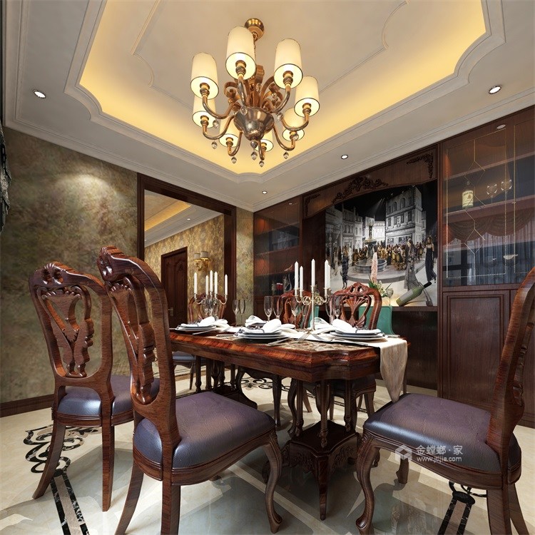 180平高贵典雅系美式-餐厅效果图及设计说明