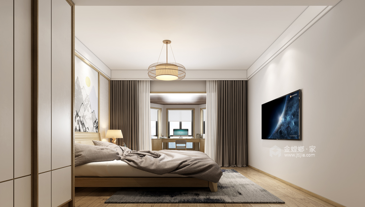 220平大户型森林原木系 日式简约风格-卧室效果图及设计说明