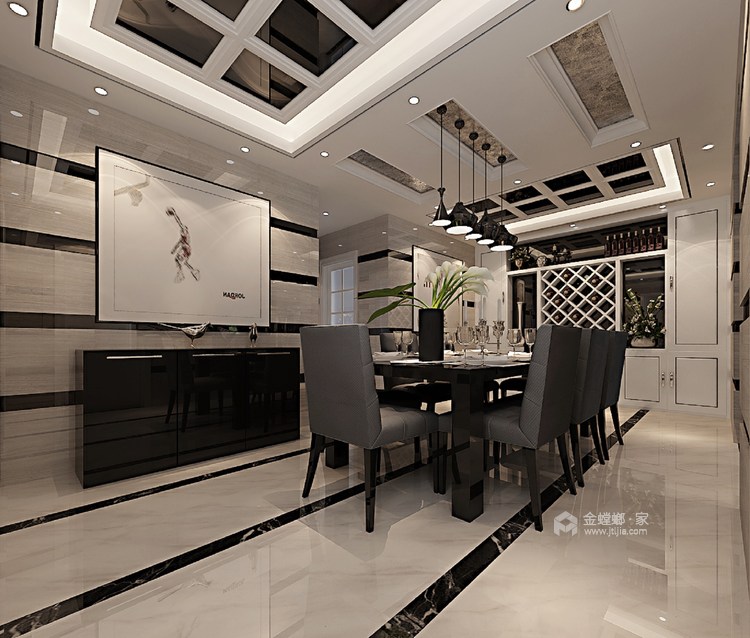 210平品质后现代风格-餐厅效果图及设计说明
