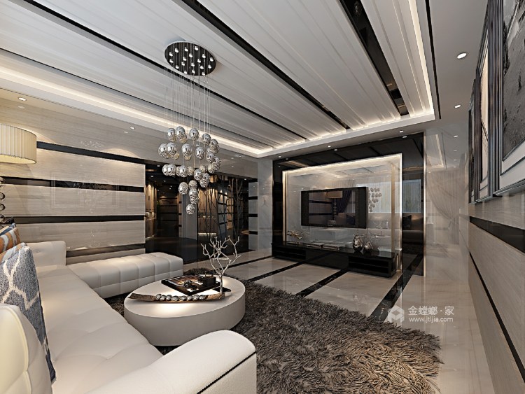 210平品质后现代风格-客厅效果图及设计说明