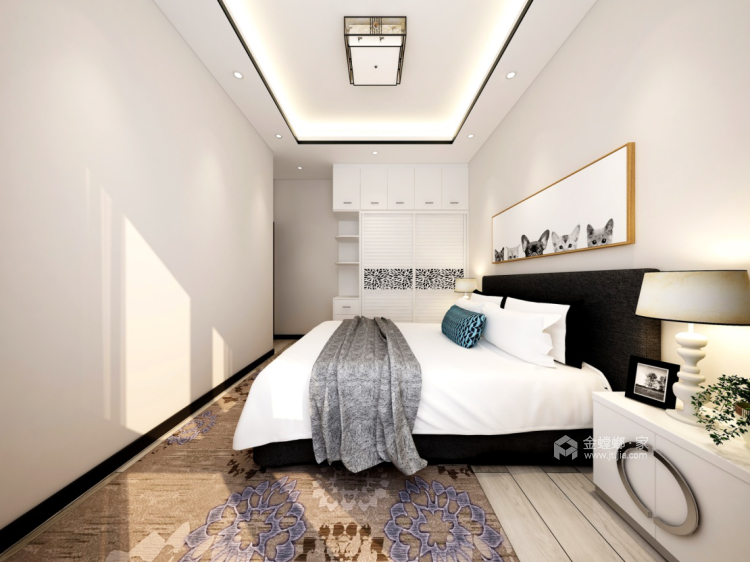 175平复式，简洁硬朗的线条感新中式风-卧室效果图及设计说明