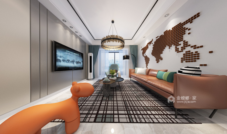 116平现代风，宁静优雅生活姿态-客厅效果图及设计说明
