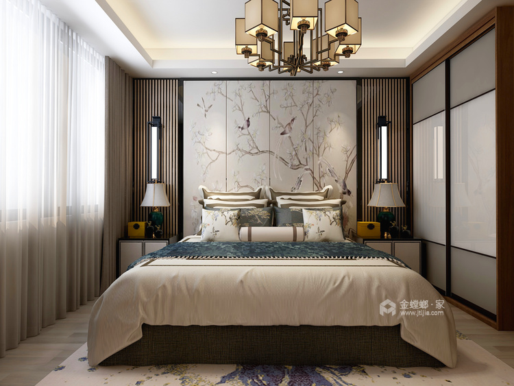 注重韵味的表达 空间和谐--263平新中式赏析-卧室效果图及设计说明