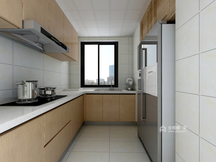 米白色让整体氛围更明亮舒适 122平北欧风-厨房