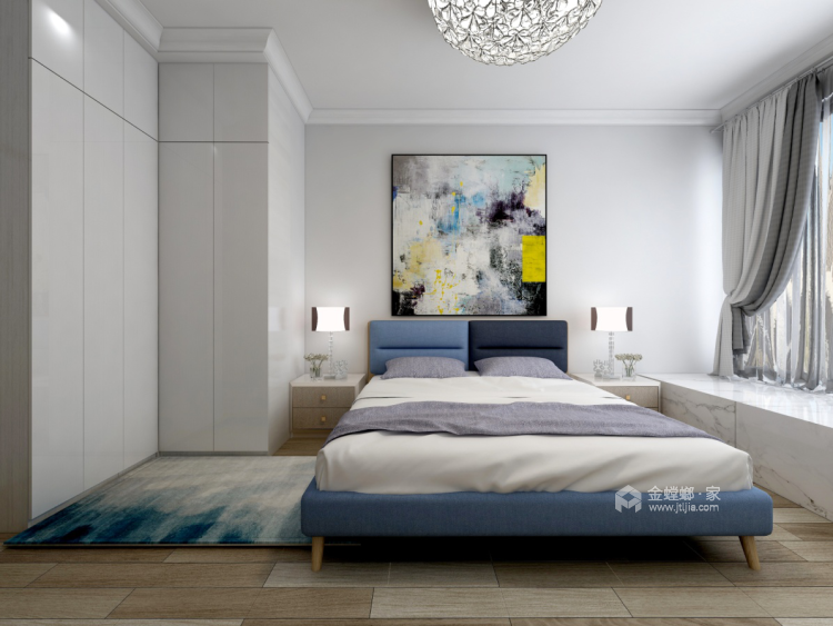 米白色让整体氛围更明亮舒适 122平北欧风-卧室效果图及设计说明