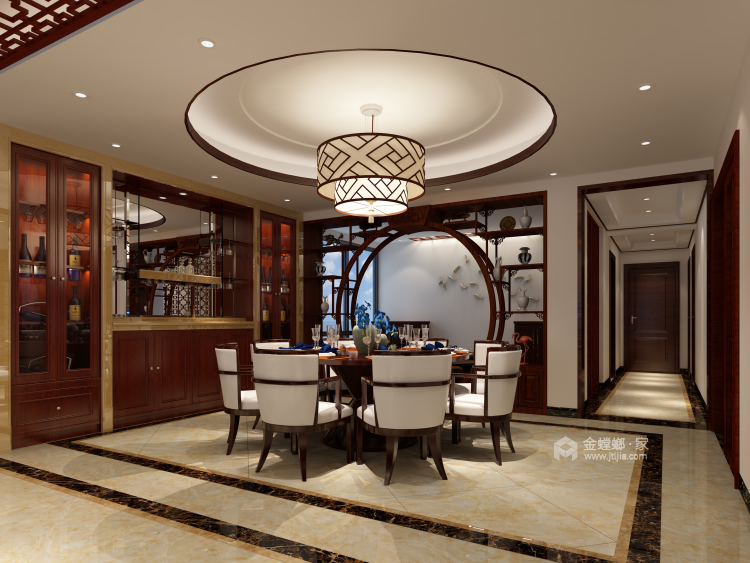242平新中式大宅-餐厅效果图及设计说明