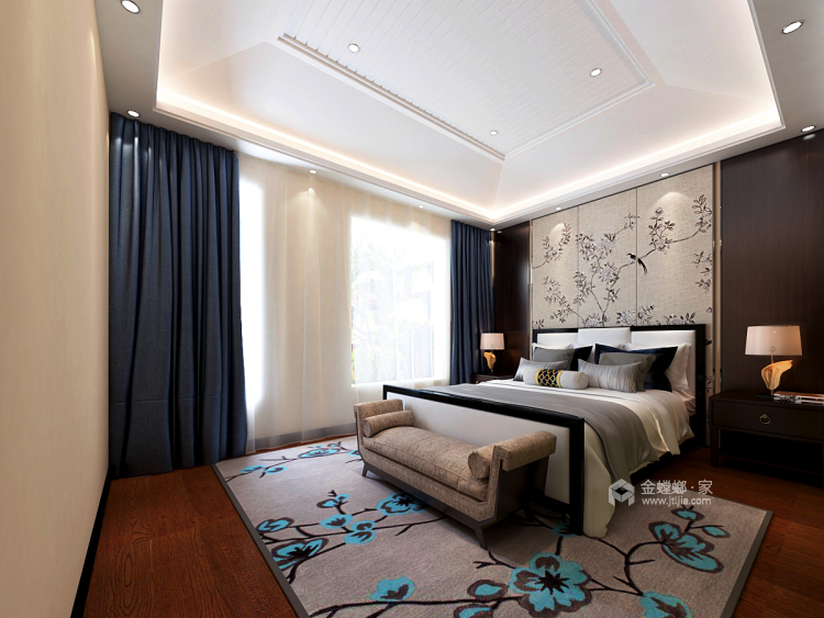 新中式也可以充满现代感-卧室效果图及设计说明