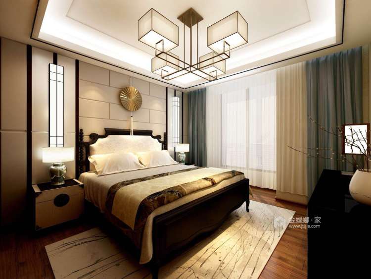 新中式也可以清新优雅-卧室效果图及设计说明