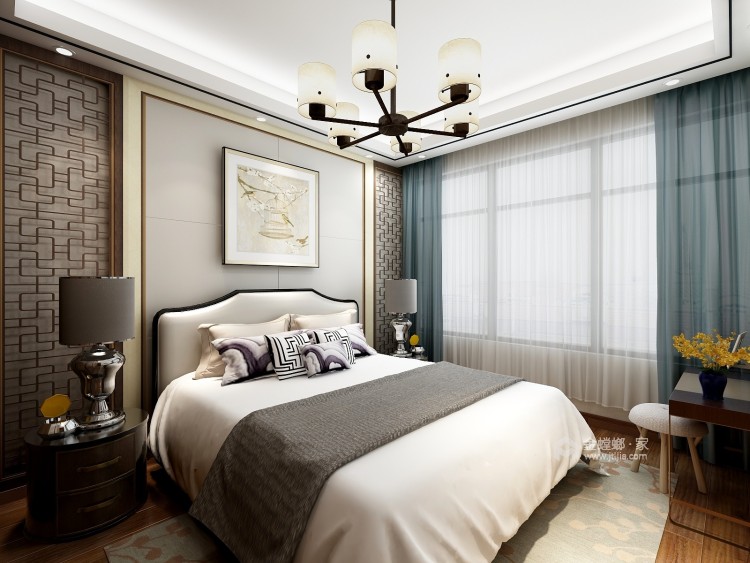 新中式也可以清新优雅-卧室效果图及设计说明