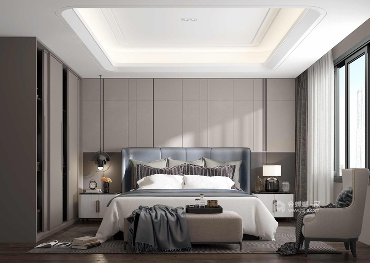 灰色系也可以让家暖暖的-卧室效果图及设计说明