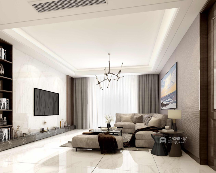 灰色系也可以让家暖暖的-客厅效果图及设计说明