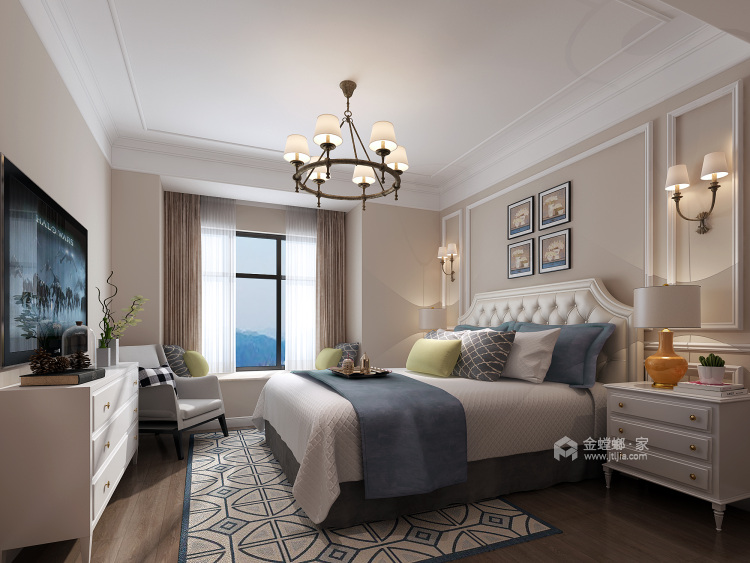 奢华美式，满足你对家的想象-卧室效果图及设计说明