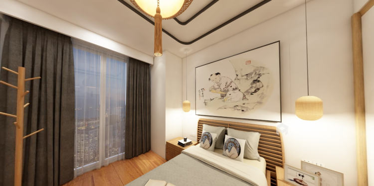 适合都市白领的日式单身公寓-卧室效果图及设计说明
