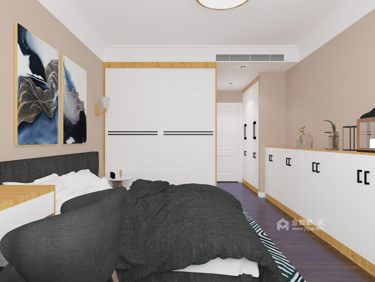 适合三口之家居住的121平现代风-卧室效果图及设计说明
