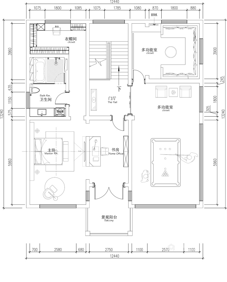 450平最美东方风格的别墅-平面设计图及设计说明