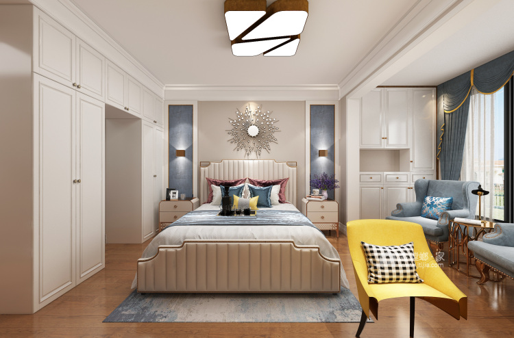 140平三居 现代轻奢，简约而不简单-卧室效果图及设计说明