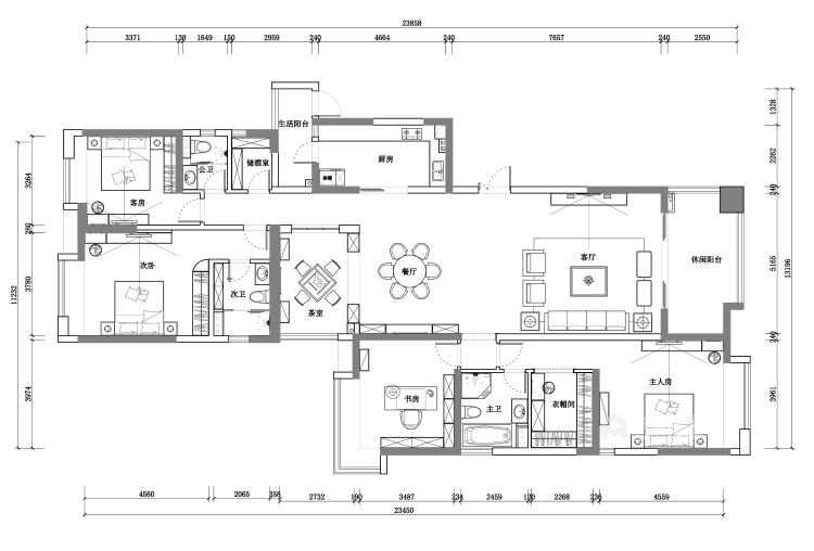 242平新中式大宅-平面设计图及设计说明