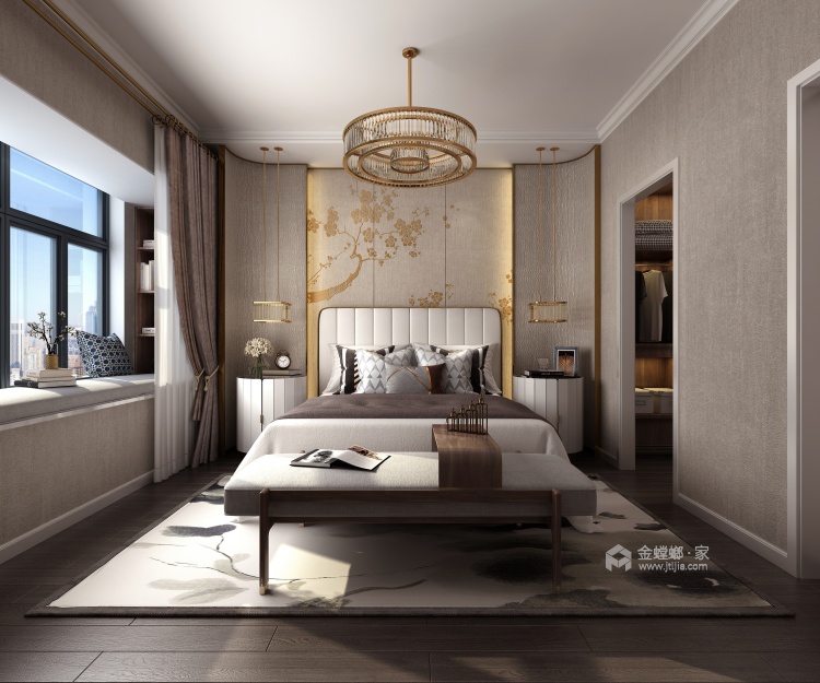 450平最美东方风格的别墅-卧室效果图及设计说明