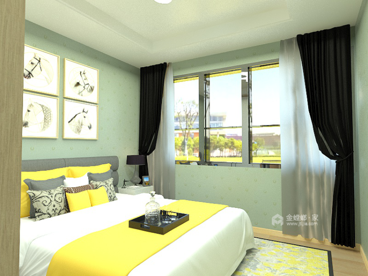 100平现代风二居室-卧室效果图及设计说明