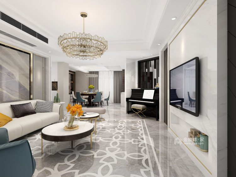 高雅而和谐——新古典主义打造五星级奢华的家-客厅效果图及设计说明