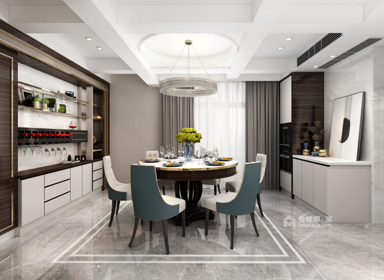 高雅而和谐——新古典主义打造五星级奢华的家-餐厅效果图及设计说明