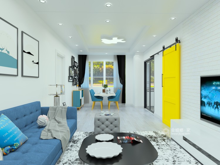 100平现代风二居室-空间效果图