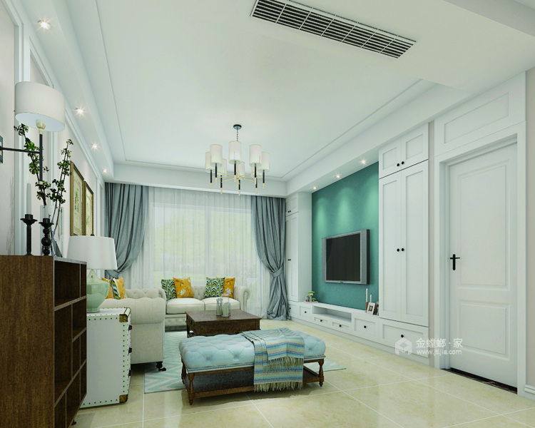 优雅基调，品质生活-客厅效果图及设计说明