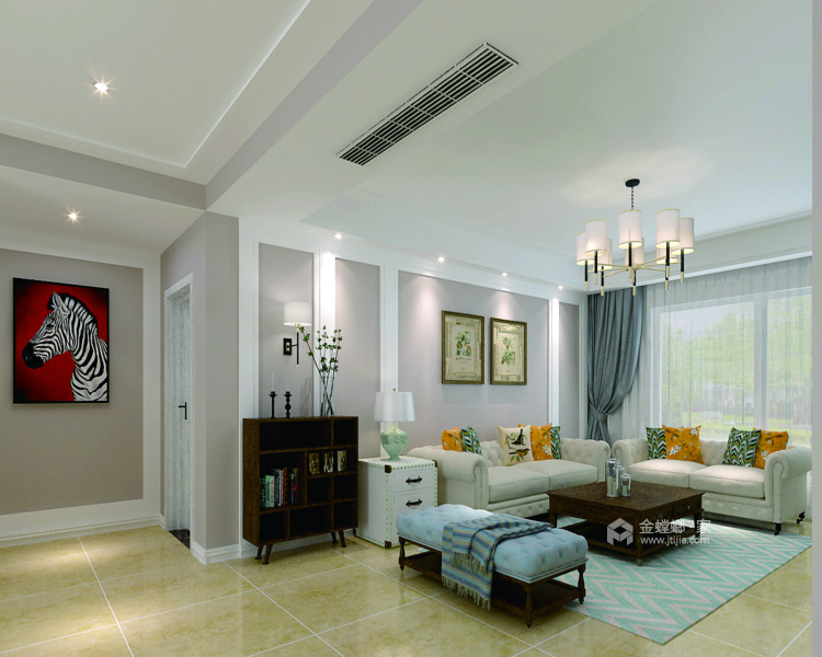优雅基调，品质生活-客厅效果图及设计说明