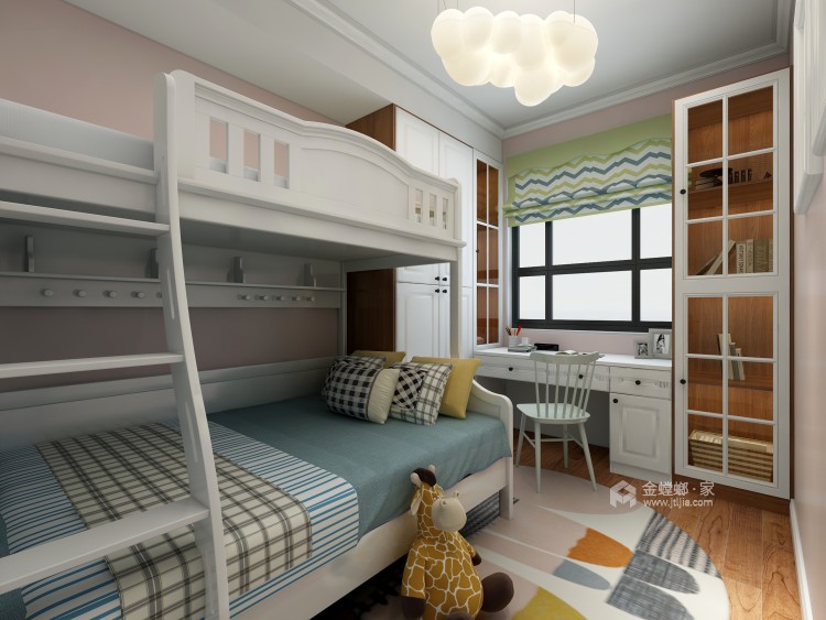 金碧花园96㎡美式三居-卧室效果图及设计说明