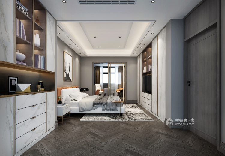 380平轻奢现代四居-卧室效果图及设计说明