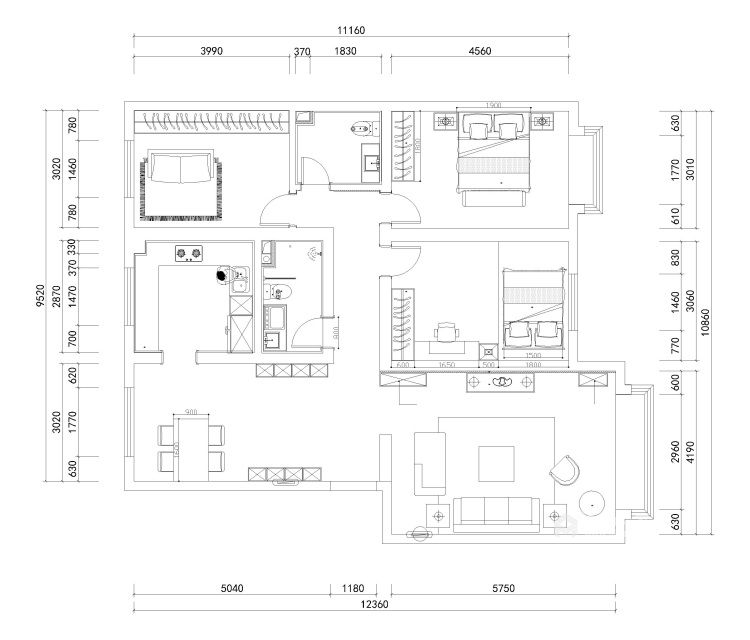 140平现代三居室 保持简洁明亮，将空间完美释放-平面设计图及设计说明