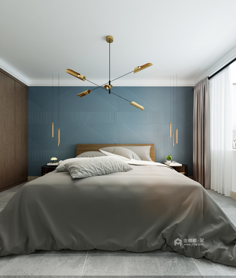 140平现代三居室 保持简洁明亮，将空间完美释放-卧室效果图及设计说明