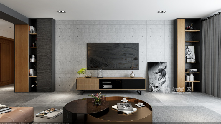 140平现代三居室 保持简洁明亮，将空间完美释放-客厅效果图及设计说明
