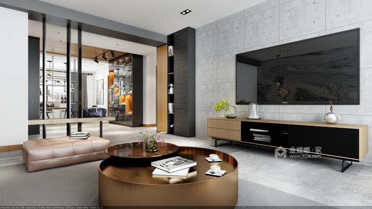 140平现代三居室 保持简洁明亮，将空间完美释放-客厅效果图及设计说明