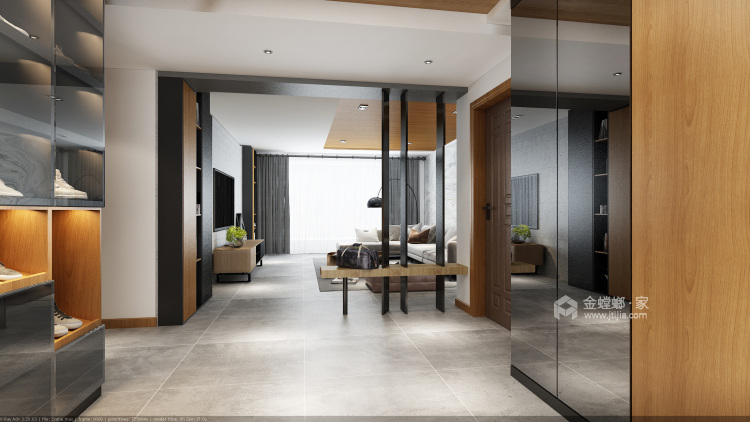 140平现代三居室 保持简洁明亮，将空间完美释放-玄关