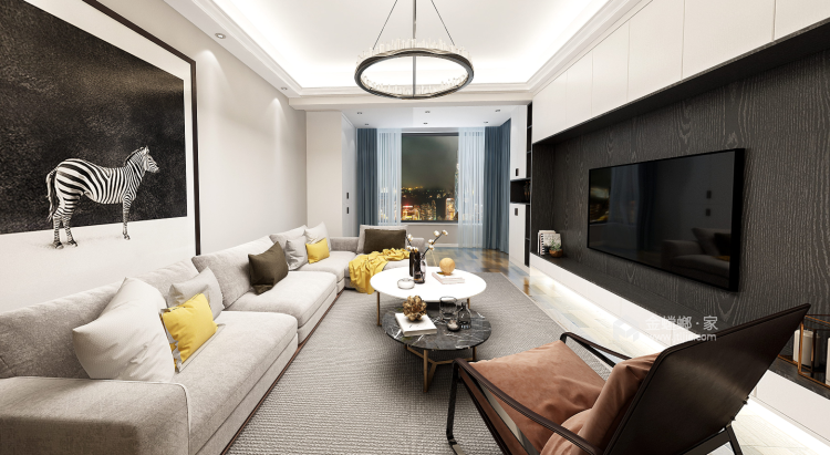 简约生活 120平米的现代3居室-客厅效果图及设计说明