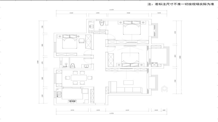 黑白经典 140平米现代简约生活-平面设计图及设计说明