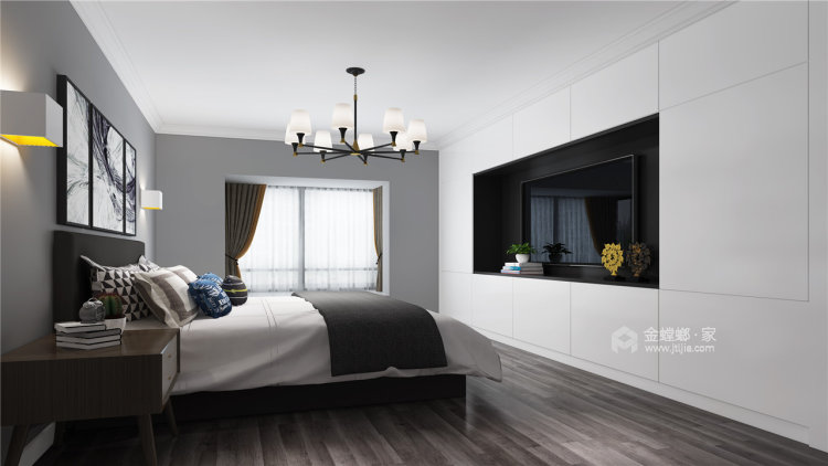 黑白经典 140平米现代简约生活-卧室效果图及设计说明