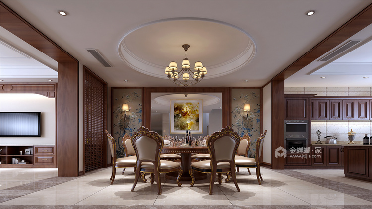 350m²美式别墅的奢华大气之美-餐厅效果图及设计说明