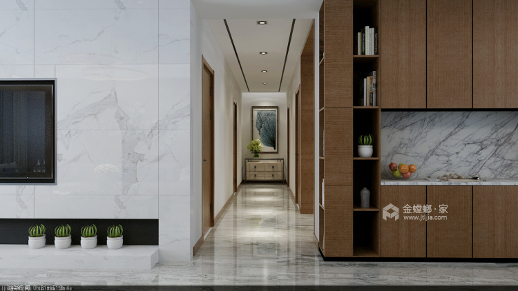 200平现代简约三居，收纳充足配色干净-客厅效果图及设计说明