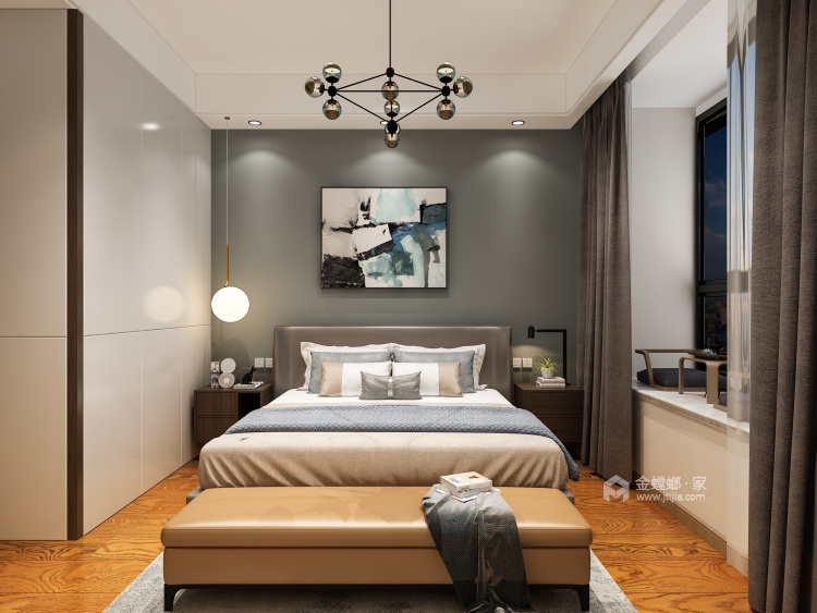 简单大气的138㎡现代风-卧室效果图及设计说明