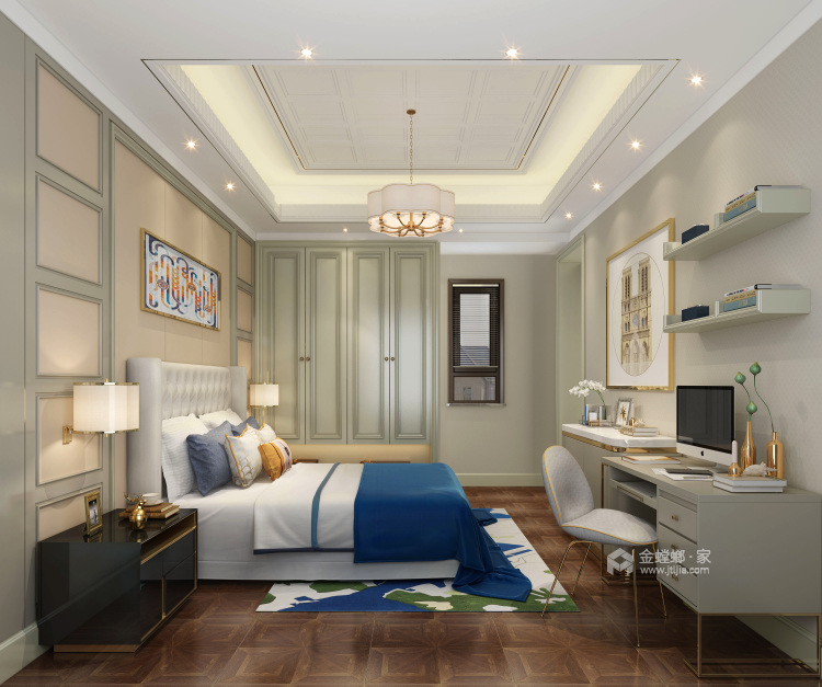 370m²的新中式大平层尽显大气，品味法式混搭-卧室效果图及设计说明