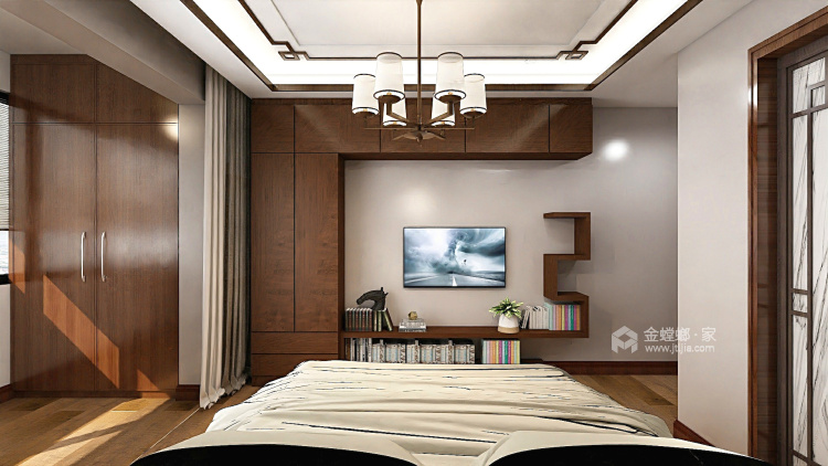 小空间大布局的新中式-卧室效果图及设计说明