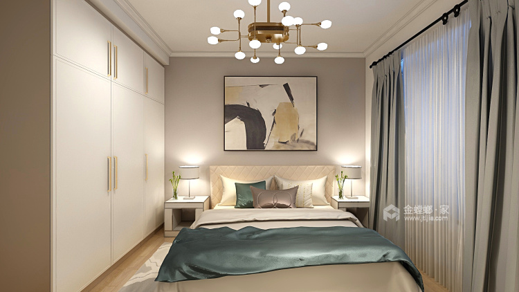极简轻奢造就舒心时尚的现代风-卧室效果图及设计说明