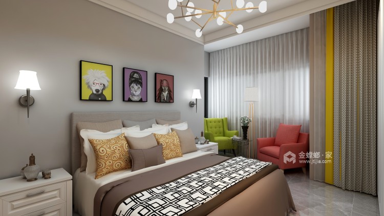 远离嘈杂，抛弃繁复的现代温馨之家-卧室效果图及设计说明