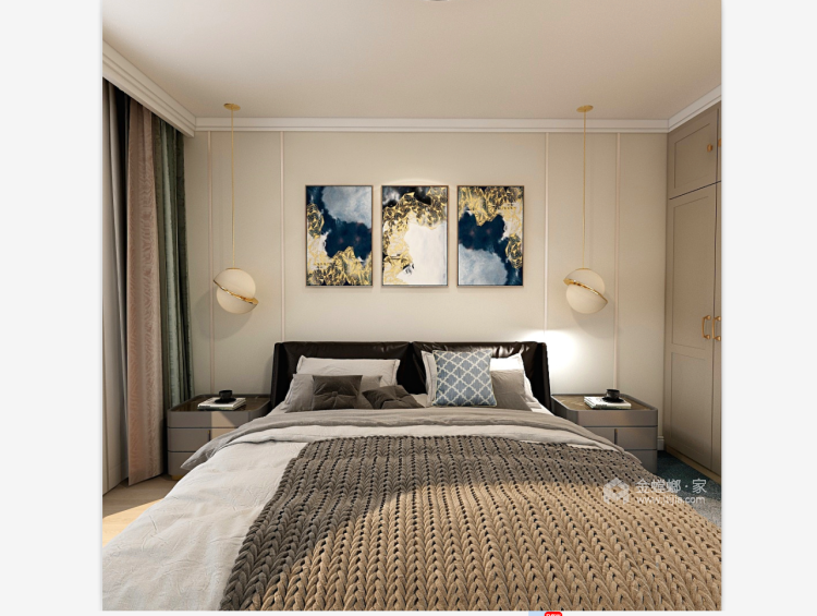 现代简约的青城元素-卧室效果图及设计说明